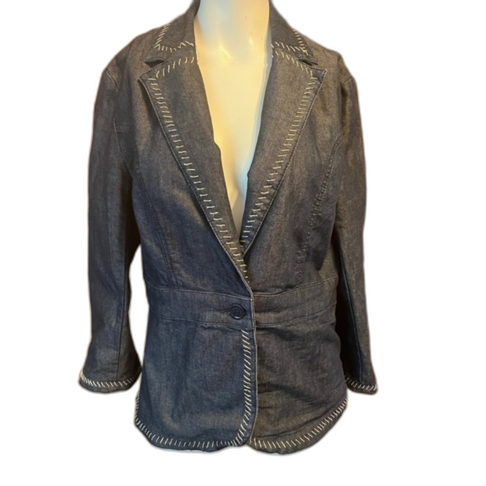 Apostrophe Dark Denim Jacket with contrast stitching Medium